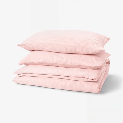 SCHERSMIN Duvet cover and 2 pillowcases, pale pink, 200x230/50x80 cm