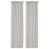 SILVERLÖNN Sheer curtains, 1 pair, light grey/with heading tape, 145x250 cm