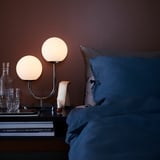 SIMRISHAMN Table lamp, chrome-plated/opal white glass, 42 cm