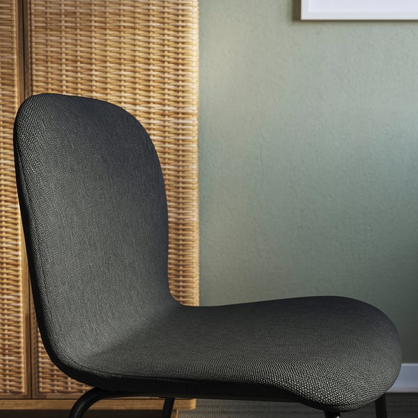 SKÅLSTA Chair, Knäbäck dark grey/tubular metal/black-grey