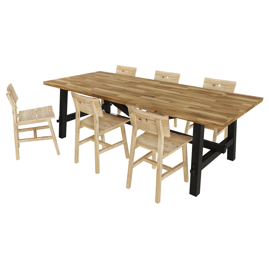 SKOGSTA Table and 6 chairs, acacia/acacia, 235x100 cm IKEA