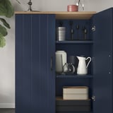 SKRUVBY Cabinet with doors, black-blue, 70x90 cm