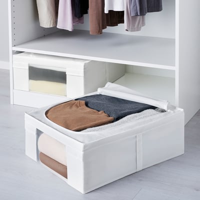SKUBB Storage case with mesh window, white, 44x55x19 cm