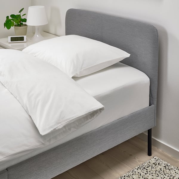 SLATTUM Upholstered bed frame Knisa light grey IKEA