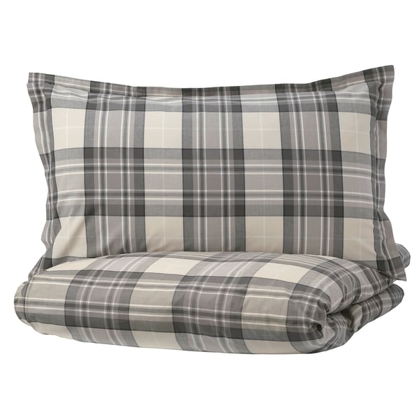 Smalruta Quilt Cover And 2 Pillowcases Grey Check Ikea