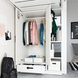 SMÅSTAD Loft bed, white pale pink/with desk with 3 drawers, 90x200 cm