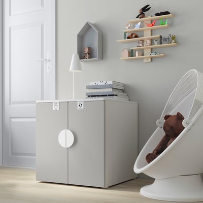 SMÅSTAD / PLATSA Cabinet, white grey/with 1 shelf, 60x57x63 cm
