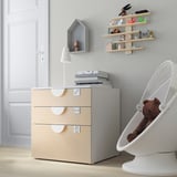 SMÅSTAD / PLATSA Chest of 3 drawers, white/birch, 60x57x63 cm