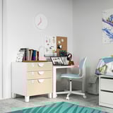 SMÅSTAD / PLATSA Chest of 3 drawers, white/birch, 60x57x63 cm