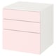 SMÅSTAD / PLATSA Chest of 3 drawers, white/pale pink, 60x57x63 cm