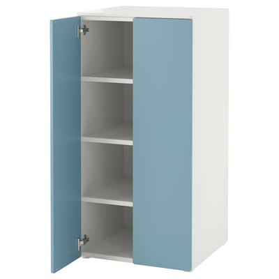 SMÅSTAD / PLATSA Wardrobe, white blue/with 3 shelves, 60x57x123 cm