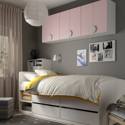 SMÅSTAD Wall cabinet, white pale pink/with 1 shelf, 60x32x60 cm