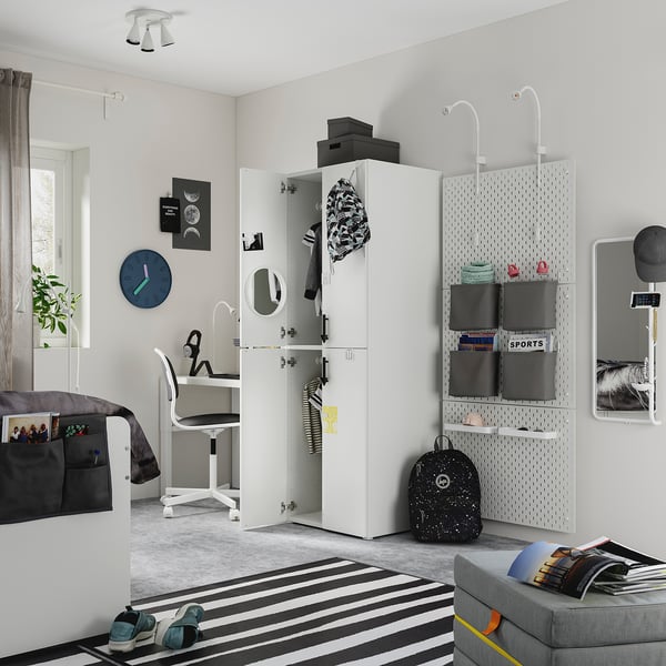 Smastad Wardrobe White Birch With 2 Clothes Rails Ikea
