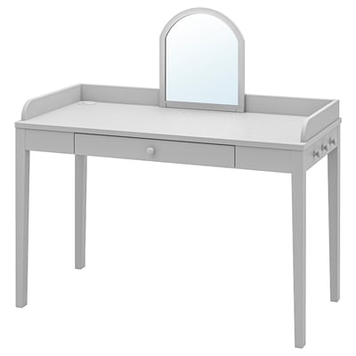 SMYGA Desk with mirror, light grey, 122x60 cm