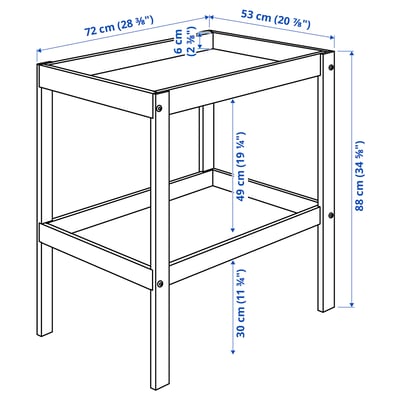 SNIGLAR changing table. Light wood, rectangular, two-tiered design for baby care.