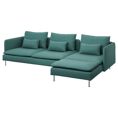SÖDERHAMN 4-seat sofa, with chaise longue/Kelinge grey-turquoise