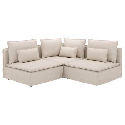 Neutral-colored, l-shaped SÖDERHAMN sectional sofa with deep seats, slim lines, and high legs, perfect for relaxing.