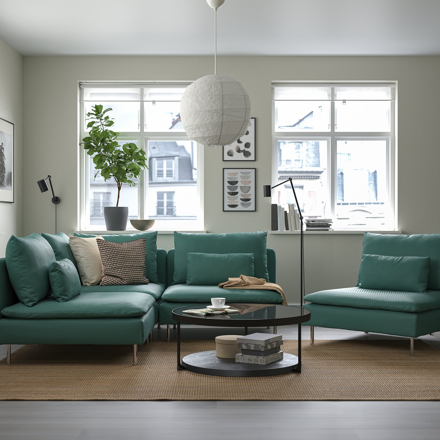 SÖDERHAMN corner sofa, 3-seat, Kelinge grey-turquoise - IKEA