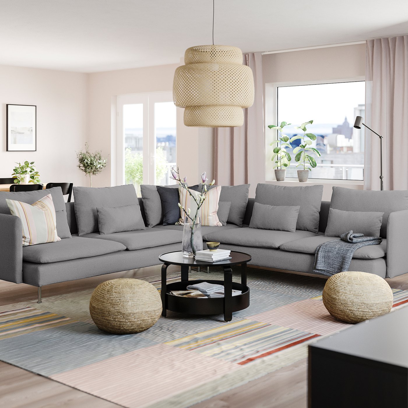 SÖDERHAMN corner sofa, 6-seat, Tonerud grey - IKEA