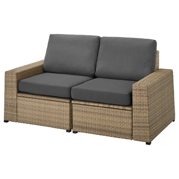 2 seat modular sofa outdoor brown