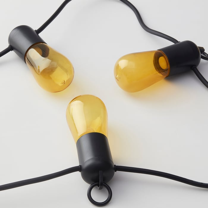 SOLVINDEN LED lighting chain with 12 bulbs, outdoor yellow/Retro IKEA