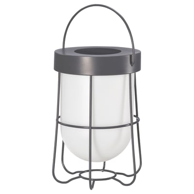 SOLVINDEN Table lamp, solar-powered/grey, 18 cm