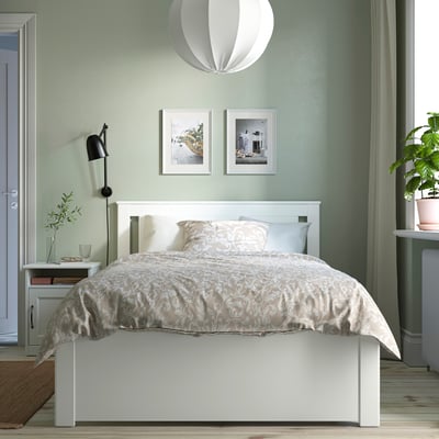 SONGESAND Bed frame, white/Luröy, 120x200 cm