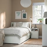 SONGESAND Bed frame with 2 storage boxes, white/Lönset, 120x200 cm