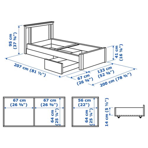 Illustration with measurements for the product: SONGESAND.