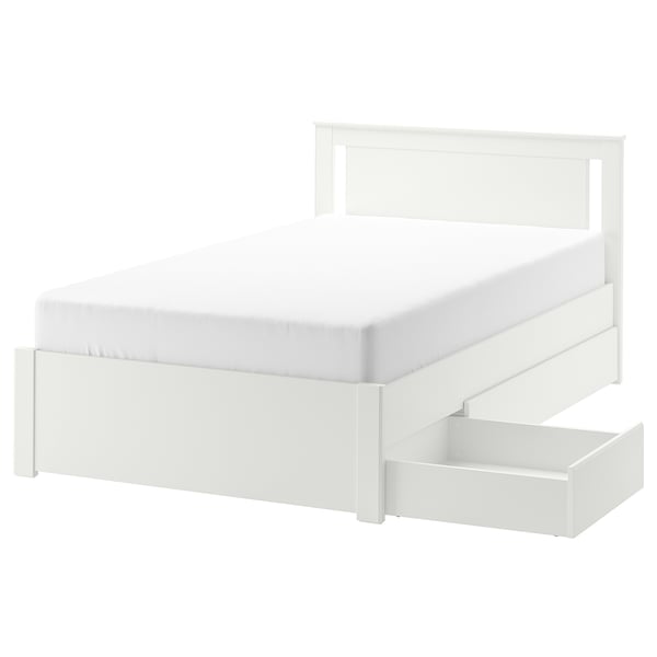 Weg Hysterisch Kunstmatig SONGESAND Bed frame with 2 storage boxes, white, 120x200 cm - IKEA