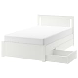 SONGESAND Bed frame with 2 storage boxes, white, 120x200 cm