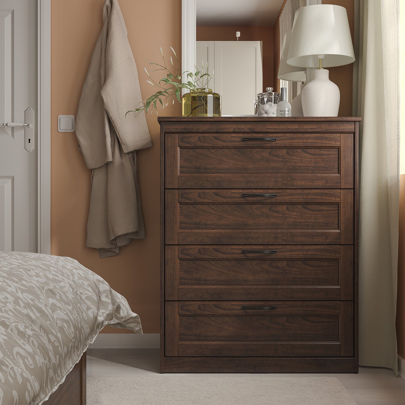 SONGESAND chest of 4 drawers, brown, 82x104 cm - IKEA