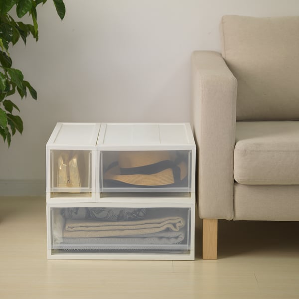 SOPPROT Pull-out storage unit, transparent white, 17x46x20.5 cm