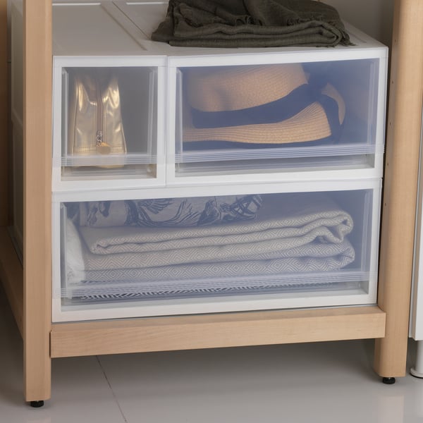 SOPPROT Pull-out storage unit, transparent white, 17x46x20.5 cm
