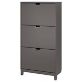 STÄLL Shoe cabinet with 3 compartments, dark grey, 79x29x148 cm