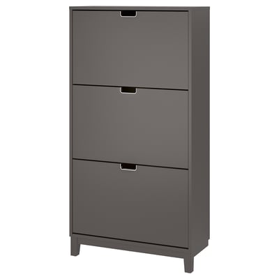 STÄLL Shoe cabinet with 3 compartments, dark grey, 79x29x148 cm