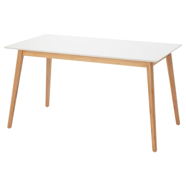 STENARED Dining table, stone effect quartz/bamboo, 140x75 cm