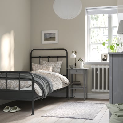STJÄRNÖ Bed frame, anthracite/Luröy, 90x200 cm