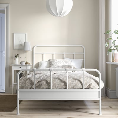 STJÄRNÖ Bed frame, white/Lönset, 120x200 cm