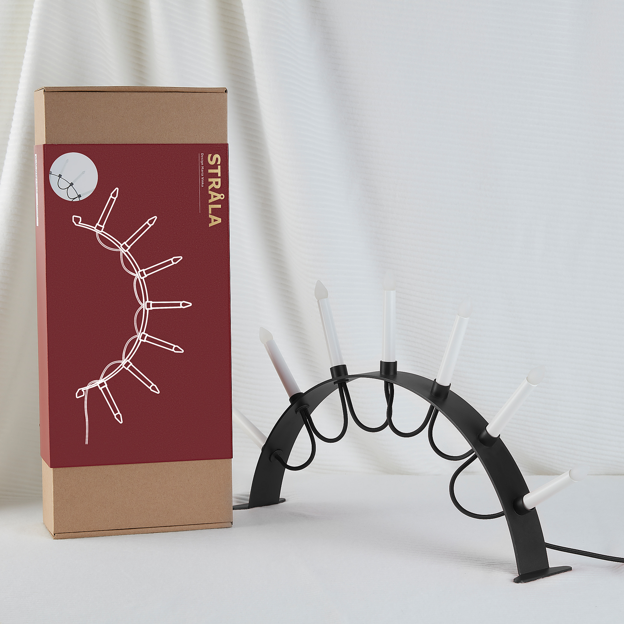 STRÅLA LED 7armed candelabra white/black IKEA