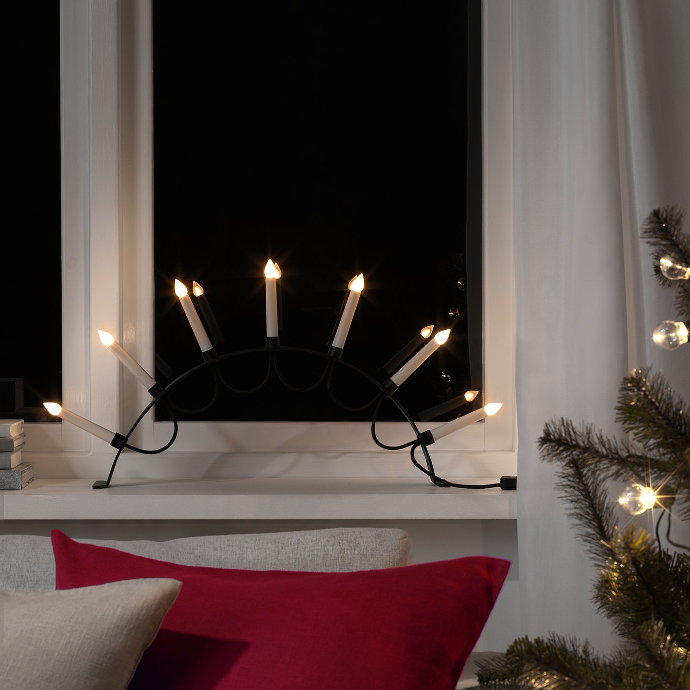 STRÅLA LED 7armed candelabra white/black IKEA