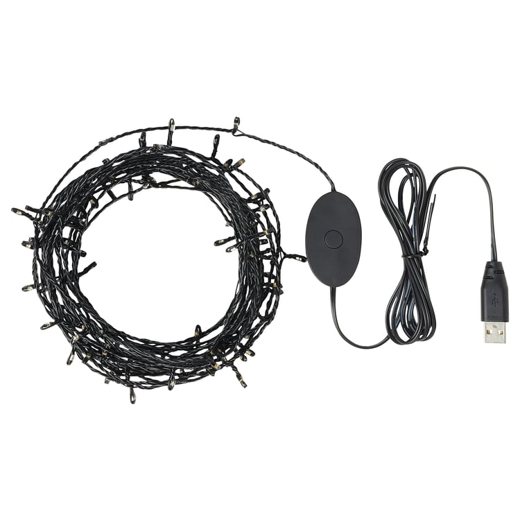 STRÅLA LED lighting chain with 100 lights black IKEA