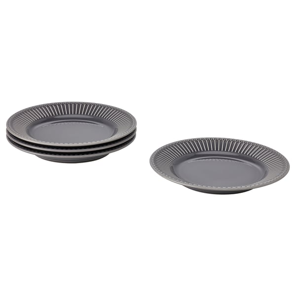 STRIMMIG Side plate, stoneware grey, 21 cm