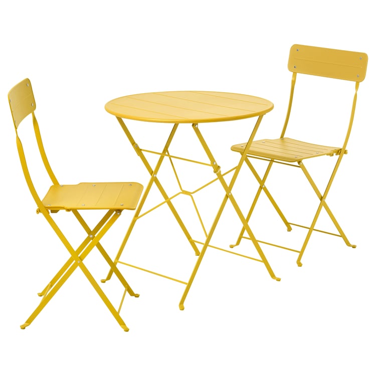SUNDSÖ table+2 chairs, outdoor, yellow/yellow IKEA