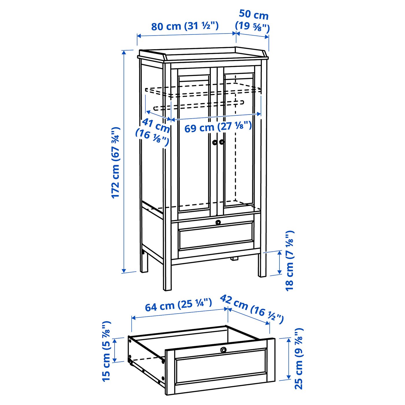 SUNDVIK wardrobe, white, 80x50x172 cm - IKEA