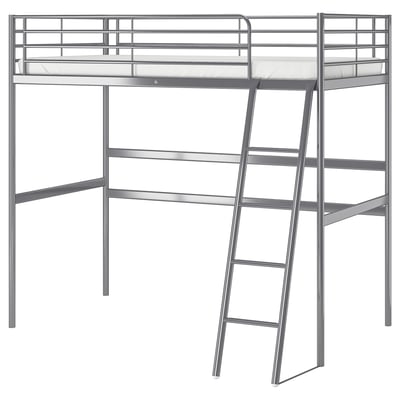 SVÄRTA Loft bed frame, silver-colour, 90x200 cm