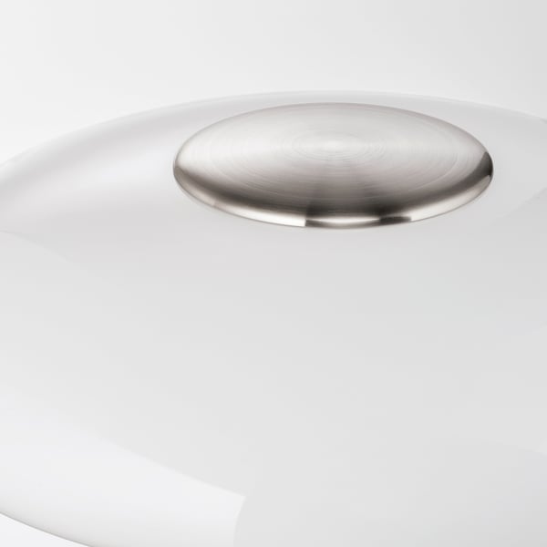 TÄLLBYN Floor lamp, nickel-plated/opal white glass, 135 cm