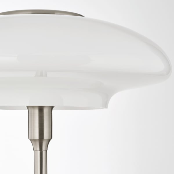 TÄLLBYN Table lamp, nickel-plated/opal white glass, 40 cm