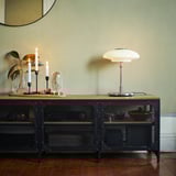 TÄLLBYN Table lamp, nickel-plated/opal white glass, 40 cm