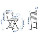 TÄRNÖ Chair, outdoor, foldable black/light brown stained/Klösan dark blue